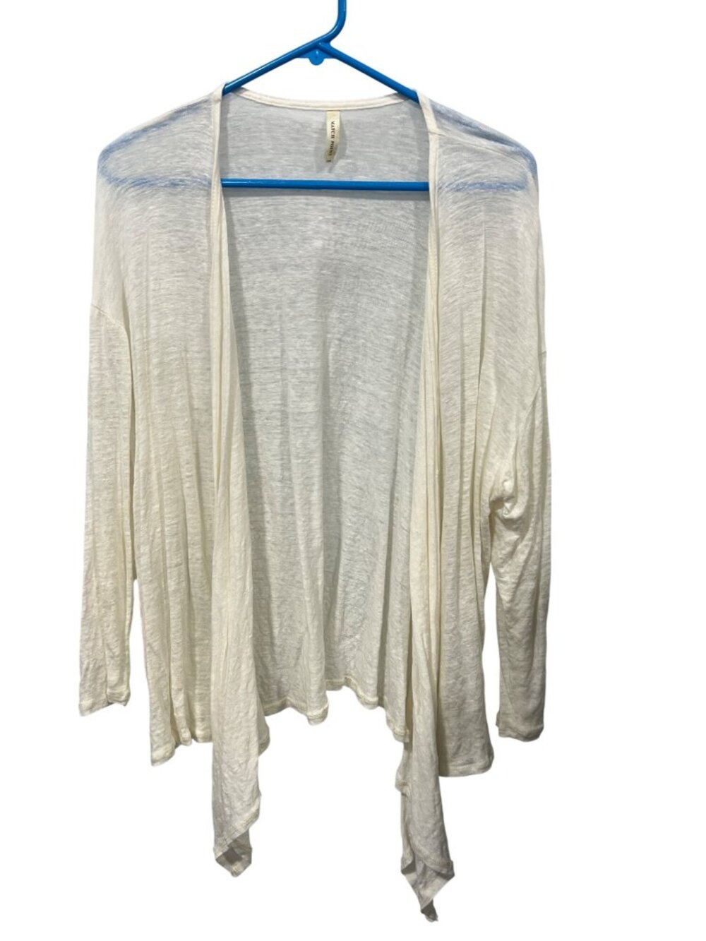 Match Point Sheer Open Front Cardigan Size Large Sweater Long Sleeve Linen Comfo